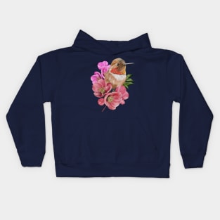 Humming bird with Sakura flowers Kids Hoodie